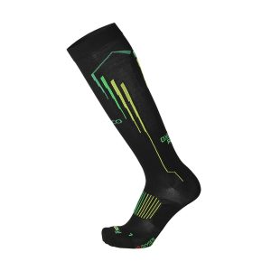 Zeķes Mico Long Running Socks Oxi-Jet nero verde fluo
